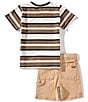Volcom Little Boys Short Sleeve Stripe T-Shirt & Denim Shorts Set, Color:Off White - Image 2