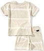 Volcom Little Boys Short Sleeve Stripe T-Shirt And Knit Short Set, Color:Sand - Image 2