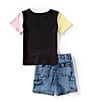 Volcom Little Boys Color Block Knit T-Shirt & Denim Short Set, Color:Black - Image 2