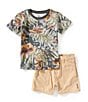 Volcom Little Boys Short Sleeve Printed T-Shirt & Shorts Set, Color:Grey - Image 1