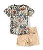 Volcom Little Boys Short Sleeve Printed T-Shirt & Shorts Set, Color:Grey - Image 2