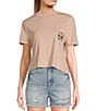 Color:Dusty Rose - Image 2 - Floral Heart Graphic Pocket Dial Short Sleeve T-Shirt