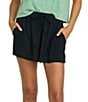 Volcom Pocketed Gauze Pull-On Shorts, Color:Black - Image 2