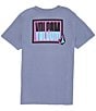 Color:Denim Blue - Image 1 - Short Sleeve Curbwax Graphic T-Shirt