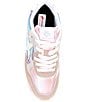 Color:White/Pink - Image 5 - Deva Iridescent Suede Lace-Up Platform Sneakers