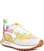 Color:White/Lime - Image 1 - Loop Suede Lace-Up Sneakers