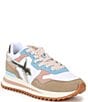 Color:Taupe/Multi - Image 1 - Yak Suede Colorblock Platform Retro Sneakers