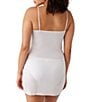 Color:White - Image 2 - Dramatic Interlude Soft Stretch Keyhole V-Neck Spaghetti Strap Mesh Lace Metallic Detail Short Chemise