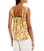 Color:Apricot Multi - Image 2 - Watercolor Floral Print Ruffle Strap Pull-On Top