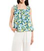 Color:Sage Multi - Image 1 - Watercolor Floral Print Ruffle Strap Pull-On Top