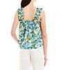 Color:Sage Multi - Image 2 - Watercolor Floral Print Ruffle Strap Pull-On Top