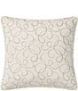Color:French Blue - Image 1 - Cranfield Embroidered Gold Metallic Square Pillow