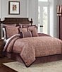 Color:WINE - Image 1 - Tabriz Floral and Paisley Jacquard 6-Piece Comforter Set
