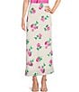 Color:Hot Pink Roses - Image 1 - Wayf Floral Print High Rise Midi Slip Skirt