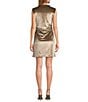 Color:Champagne - Image 2 - Mock Neck Sleeveless Ruched Mini Dress
