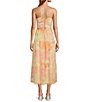 Color:Yellow Orchid - Image 2 - Orchid Floral Print Plunging V-Neck Sleeveless Tiered Back Detail A-Line Midi Dress