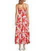 Color:Pink Hibiscus - Image 2 - Rachelle Floral Sweetheart Neck Sleeveless Tiered Maxi Dress