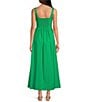 Color:Kelly Green - Image 2 - Square Neck Sleeveless Midi Tank Dress