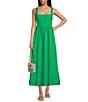 Color:Kelly Green - Image 1 - Square Neck Sleeveless Midi Tank Dress