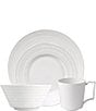 Color:White - Image 1 - Intaglio Neoclassical Embossed Bone China 4-Piece Place Setting