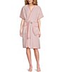 Weezie Striped Short Organic Cotton Plush Terry Robe - Image 1