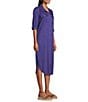 Westbound 3/4 Roll-Tab Sleeve Button Front Midi Shirt Dress, Color:Orient Blue - Image 3