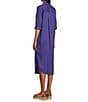 Westbound 3/4 Roll-Tab Sleeve Button Front Midi Shirt Dress, Color:Orient Blue - Image 4