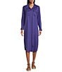 Westbound 3/4 Roll-Tab Sleeve Button Front Midi Shirt Dress, Color:Orient Blue - Image 5
