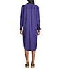 Westbound 3/4 Roll-Tab Sleeve Button Front Midi Shirt Dress, Color:Orient Blue - Image 6