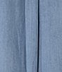 Color:Medium Wash Indigo - Image 5 - 3/4 Roll-Tab Sleeve Point Collar Button Front Chambray Midi Shirt Dress