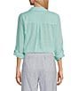 Westbound 3/4 Roll-Tab Sleeve Point Collar Y-Neck Button Front Shirt, Color:Limpet Shell Blue - Image 2
