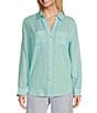 Westbound 3/4 Roll-Tab Sleeve Point Collar Y-Neck Button Front Shirt, Color:Limpet Shell Blue - Image 3