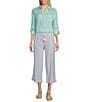 Westbound 3/4 Roll-Tab Sleeve Point Collar Y-Neck Button Front Shirt, Color:Limpet Shell Blue - Image 5