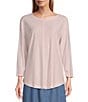 Westbound 3/4 Sleeve Knit Crew Neck Top, Color:Cherry Blossom - Image 1