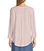 Westbound 3/4 Sleeve Knit Crew Neck Top, Color:Cherry Blossom - Image 2