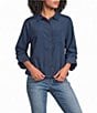 Westbound 3/4 Sleeve Rolled Sleeve Button Front Top - Image 5