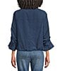 Westbound 3/4 Sleeve Rolled Sleeve Button Front Top - Image 6