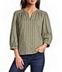 Westbound 3/4 Sleeve V-Neck Woven Top - Image 1
