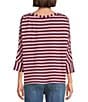 Westbound Striped 3/4 Sleeve Wide Neck Top - Image 2