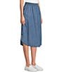 Color:Medium Wash - Image 3 - A-line Pull-on Button Detail Skirt