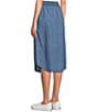 Color:Medium Wash - Image 4 - A-line Pull-on Button Detail Skirt