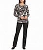 Westbound Abstract Animal Print Long Sleeve Crew Neck Knit Tee - Image 3