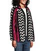 Westbound Abstract Print Long Sleeve Snap-Front Jacket, Color:Red Abstract Stripe - Image 4