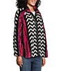 Westbound Abstract Print Long Sleeve Snap-Front Jacket, Color:Red Abstract Stripe - Image 5