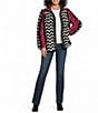 Westbound Abstract Print Long Sleeve Snap-Front Jacket, Color:Red Abstract Stripe - Image 7