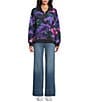 Westbound Acai Brush Floral Long Sleeve Quarter Zip Pullover, Color:Acai Brush Floral - Image 5