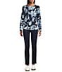 Westbound Blue Tapestry Lilly Long Sleeve Crew Neck Pullover, Color:Blue Tapestry Lilly - Image 3