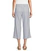 Westbound Blue White Stripe Crop Linen Blend Pants, Color:Blue White Stripe - Image 2