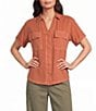 Westbound Button Down Rolled Sleeve Top - Image 1