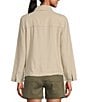 Color:Natural - Image 2 - Button Front Long Sleeve Fray Detail Jacket